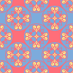 Decorative seamless pattern with ethnic element. Kyrgyz and Kazakh, Uzbek, Tatar, Yakut ornaments. Texture for background, wallpaper, holiday, fabrics, gift wrapping, home textile. Vector.