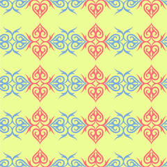 Decorative seamless pattern with ethnic element. Kyrgyz and Kazakh, Uzbek, Tatar, Yakut ornaments. Texture for background, wallpaper, holiday, fabrics, gift wrapping, home textile. Vector.