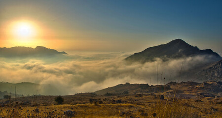 sunset in the mountains