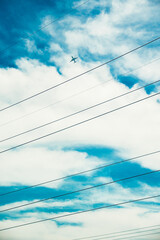 Fototapeta premium blue sky with airplane