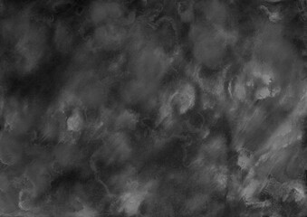 Simple abstract black watercolor background. Hand-painted texture, splashes, drops of paint, paint smears. Design for backgrounds, wallpapers, covers and packaging, wrapping paper.
