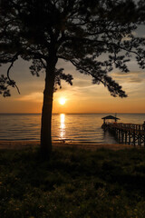 Ocean Sunset Near Pier
