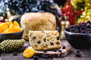 homemade fruit panettone, a typical Brazilian or Italian Christmas bread