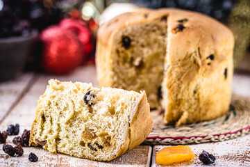 homemade fruit panettone, a typical Brazilian or Italian Christmas bread
