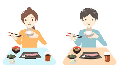 ご飯を頬張る(線無し)