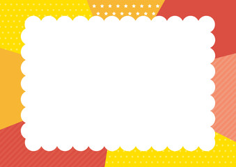 ポップなフレームイラスト　オレンジ・赤・黄色