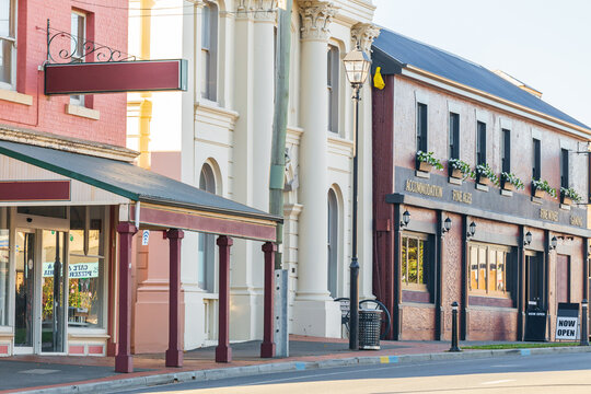 A Streetscape Of Historic Buildings In A Country Town