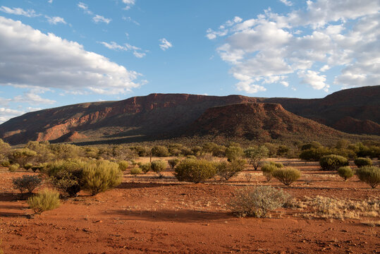 Evening shadows on the red earth of Mt Augustus