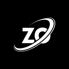 ZO logo. Z O design. White ZO letter. ZO/Z O letter logo design. Initial letter ZO linked circle uppercase monogram logo.  - obrazy, fototapety, plakaty