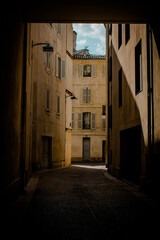 old street, medieval town in the evening, Avignon, France