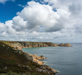 Panorama of Clifs and Rocks at the Lands End in Cornwall in England