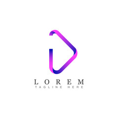 initial letter D modern logo design with triangle line shape