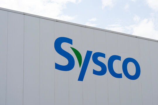 Peterborough, Ontario, Canada - September 2, 2020: Sysco sign on the facility building in Peterborough, Ontario, Canada. Sysco Corporation is an American multinational corporation. 