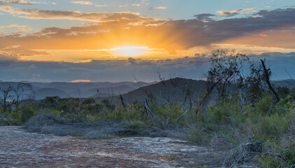 Australian Bush Sunset with Tessellated Rock