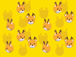 Obraz premium Animal Head Ball Deer 3D Cartoon Vector Illustration Seamless Background-01