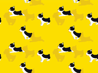 Animal Animation Dog Boston Terrier Running Cartoon Vector Illustration Seamless Background-01
