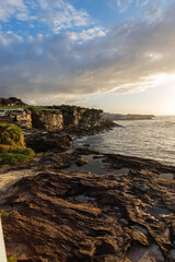 Fototapeta na wymiar Cliff coastline view from Coogee, Sydney, Australia.