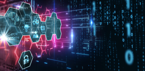 Business, Technology, Internet and network concept. Virtual screen of the future and sees the inscription: Our vision