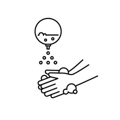 Vector illustration icon with the motif of hand washing	
