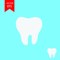 Cute tooth, dental shape isolated on blue backgroud EPS Vector