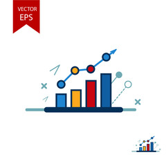 Obraz premium Business growth, business rise, diagram, chart, development icon isolated on white background EPS Vector