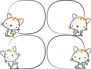vector cartoon cat with card border frame background