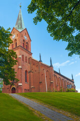 Fototapeta na wymiar Lutheran Church in Sarpsborg.Viken county.Norway