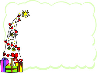 vector cartoon Christmas tree frame