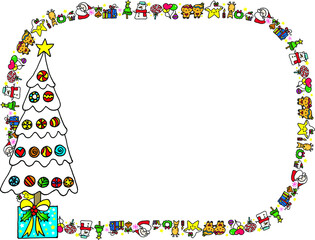 vector cartoon Christmas tree frame