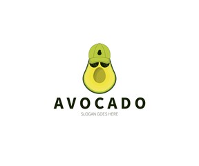 Avocado Wearing Baseball Cap and Glasses Logo Concept. Vector Design Illustration. Symbol and Icon Vector Template.