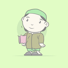 Cute moeslem people cartoon vector character