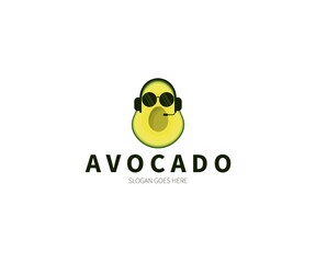Avocado Headset, music,  e-sport, gamer, podcast Logo Concept. Vector Design Illustration. Symbol and Icon Vector Template.