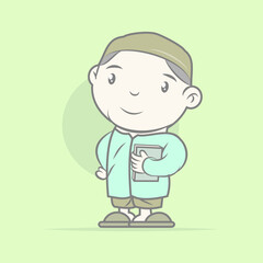 Cute moeslem people cartoon vector character