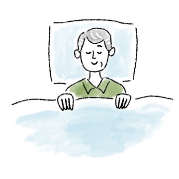 recommend clip art: 快眠　男性　シニア　水彩　手描き
                    