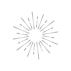 Sunburst, explosion effect, vintage doodle on white background EPS Vector 