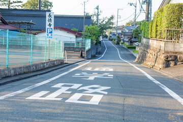 empty school road in countryside in early morning in countryside, tokyo, japan