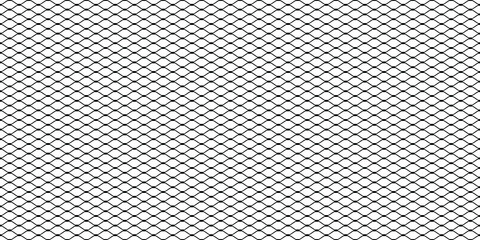 Wire fence pattern. Illustration of diamond shape wire mesh (Horizontal). Geometric mesh. Geometric mesh on white background. - obrazy, fototapety, plakaty