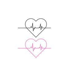 Heart beat monitor pulse line art icon for medical apps and websites isolated on white background EPS Vector