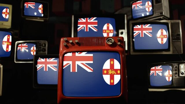 Flag of New South Wales, in Australia, and Vintage Televisions. 