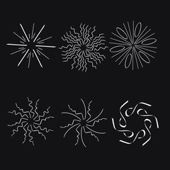 Set of sunbursts, explosion effects, vintage doodles EPS Vector