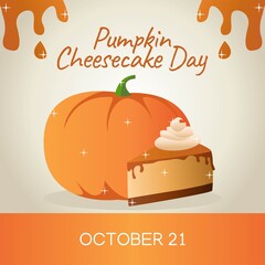 National Pumpkin Cheesecake  Day Vector Illustration