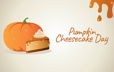 National Pumpkin Cheesecake  Day Vector Illustration