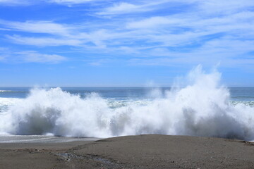 海岸に打ち寄せる荒波　波しぶきイメージ（高知県　高知海岸）