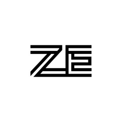 initial letter ze line stroke logo modern