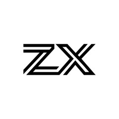 initial letter zx line stroke logo modern