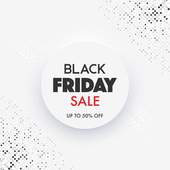 Black Friday sale banner with neomorphic design white color. vector illustration