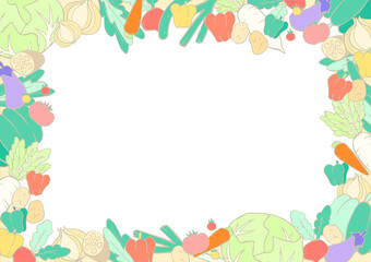 ベジタブルやヴィーガンのメニュー　野菜の背景素材　和風　手書き