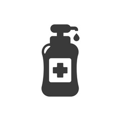 Simple hand sanitizer icon with black color isolated on white background 