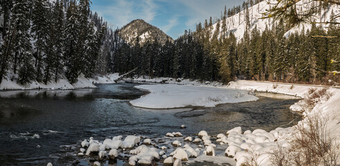Mountain scenic with Wenatchee River Leavenworth, Washington 