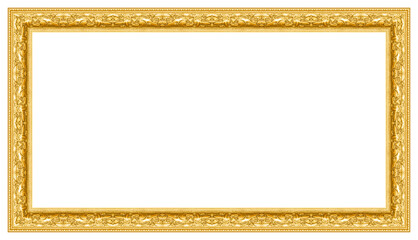 Gold photo frame isolated on white background